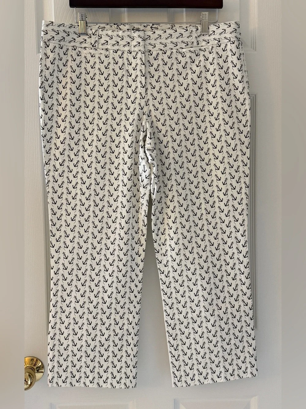 J. Crew ⚓️ City Fit Nautical Anchor Capri Pants Size 14 Stretch *Like New*